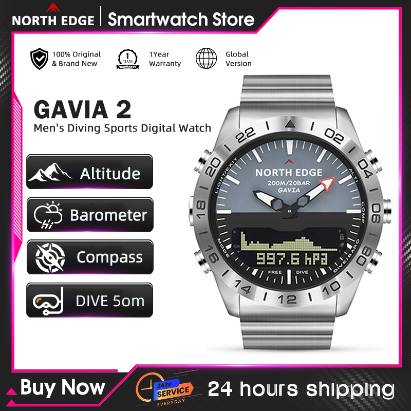Altimeter Compass Watch - NORTH EDGE Herren-Taucheruhr, Militär, Armee, Luxus-Smartwatch