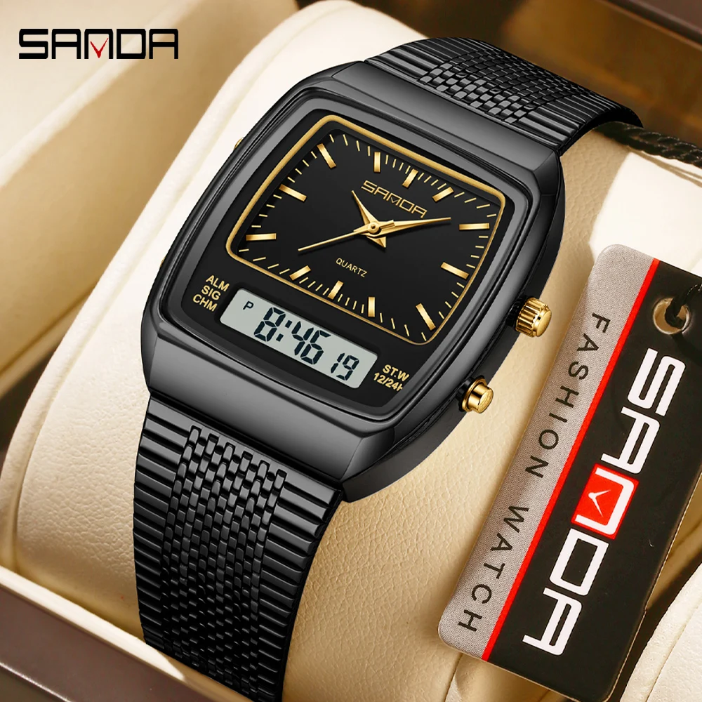 Timex Watches Smartwatch - SANDA Uhren Herren Wasserdichte Analog-Digital-Quarz-Armbanduhren Edelstahl