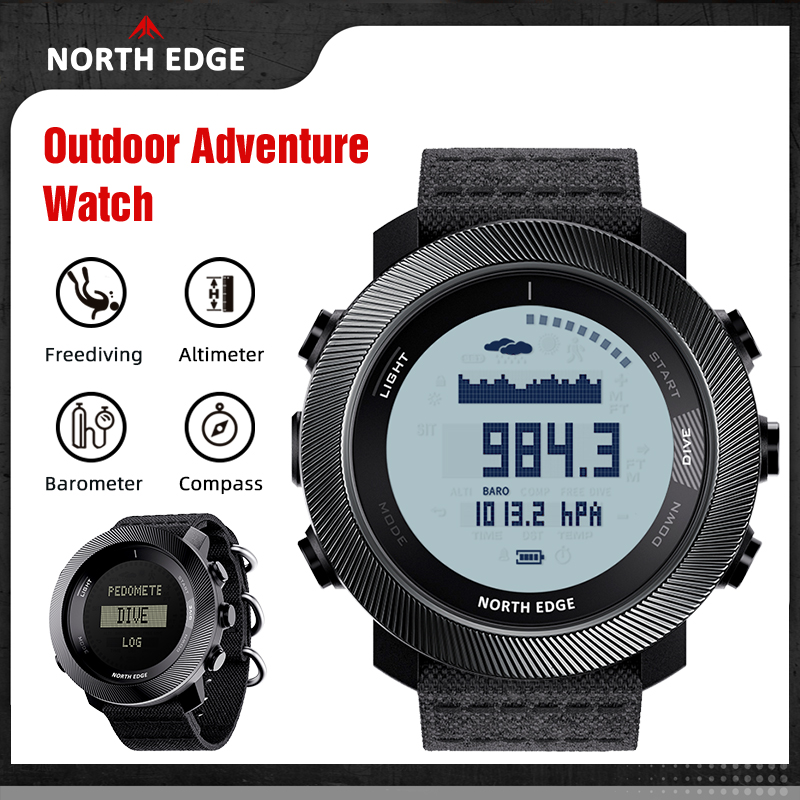 Altimeter Compass Watch - NORTH EDGE APACHE-D Herren Freitauch-Digitaluhr Outdoor-Sport