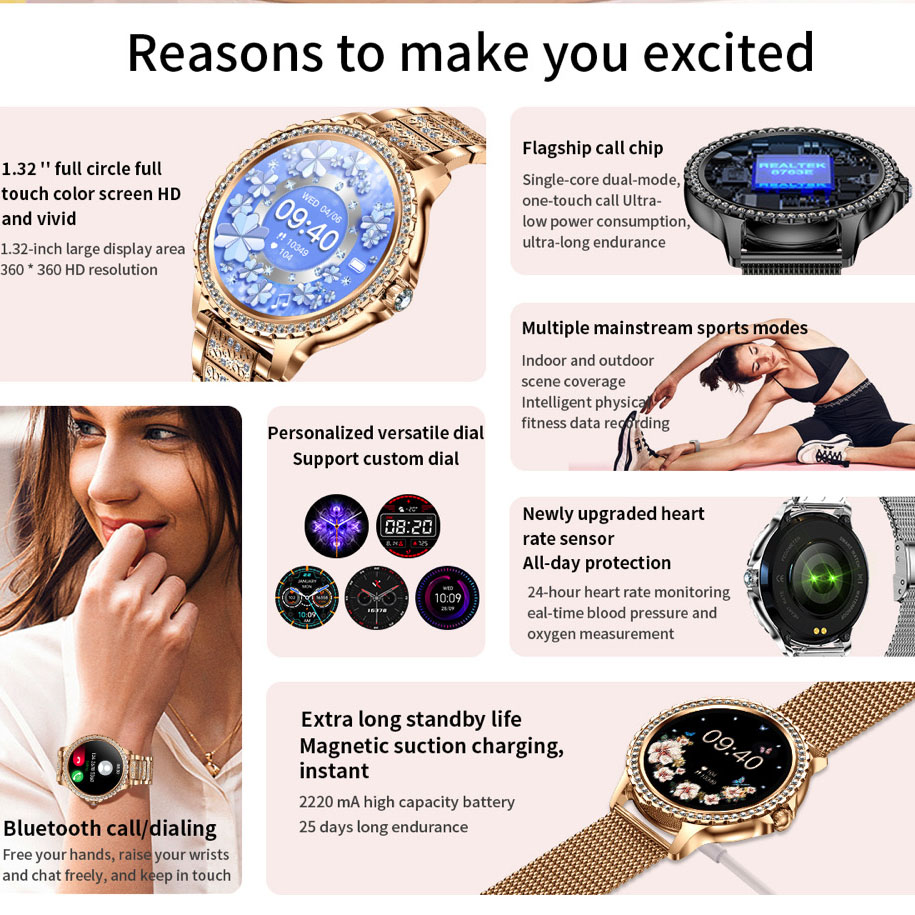 696 neue Blue Tooth Anruf Frau – Watches Ladies Smartwatch Bewertung und Preis