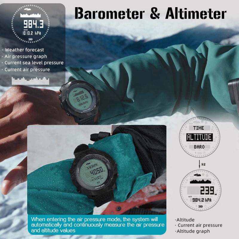 NORTH EDGE APACHE-D Herren Fre – Altimeter Compass Watch Bewertung und Preis